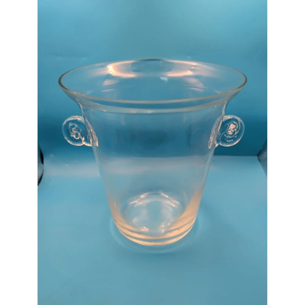 Vintage Knob Handled Crystal Large Vase Ice Bucket Wine Champagne Chiller Bar